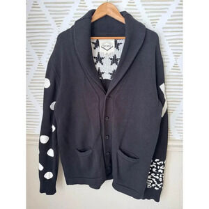 Decibel Women’s 2XL Black & White Star & Polka Dot Cardigan